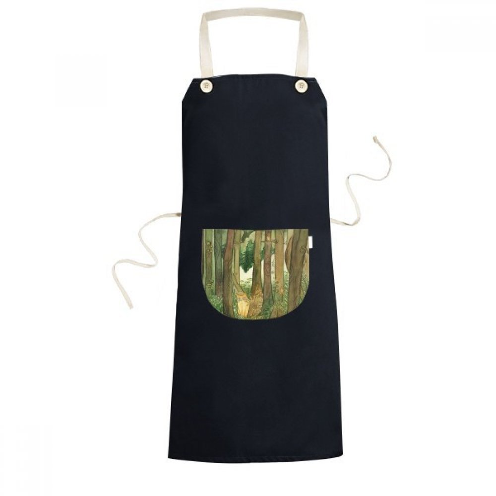 Tablier de cuisine chat et champignons de 70cm x 67cm noir pour homme et femme