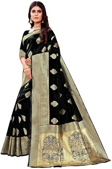 Surat Saree Collection Women's Pure Kanjivaram Silk Saree Soft Design With Blouse Piece For Wedding (Pari122-51)