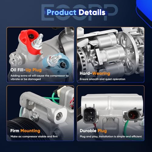 Image of ECCPP AC Compressor for Volvo S80 2.5L 2.9L 2006 for Volvo V70 3.2L 2008-2010 Air Conditioning Compressor Rapid Cooling