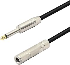KEBILSHOP 1/4" Mono Male to Female Audio Extension Cable 6.35mm TS Guitar Extension Cable for Amplifiers, Instruments, and Microphone（55cm）