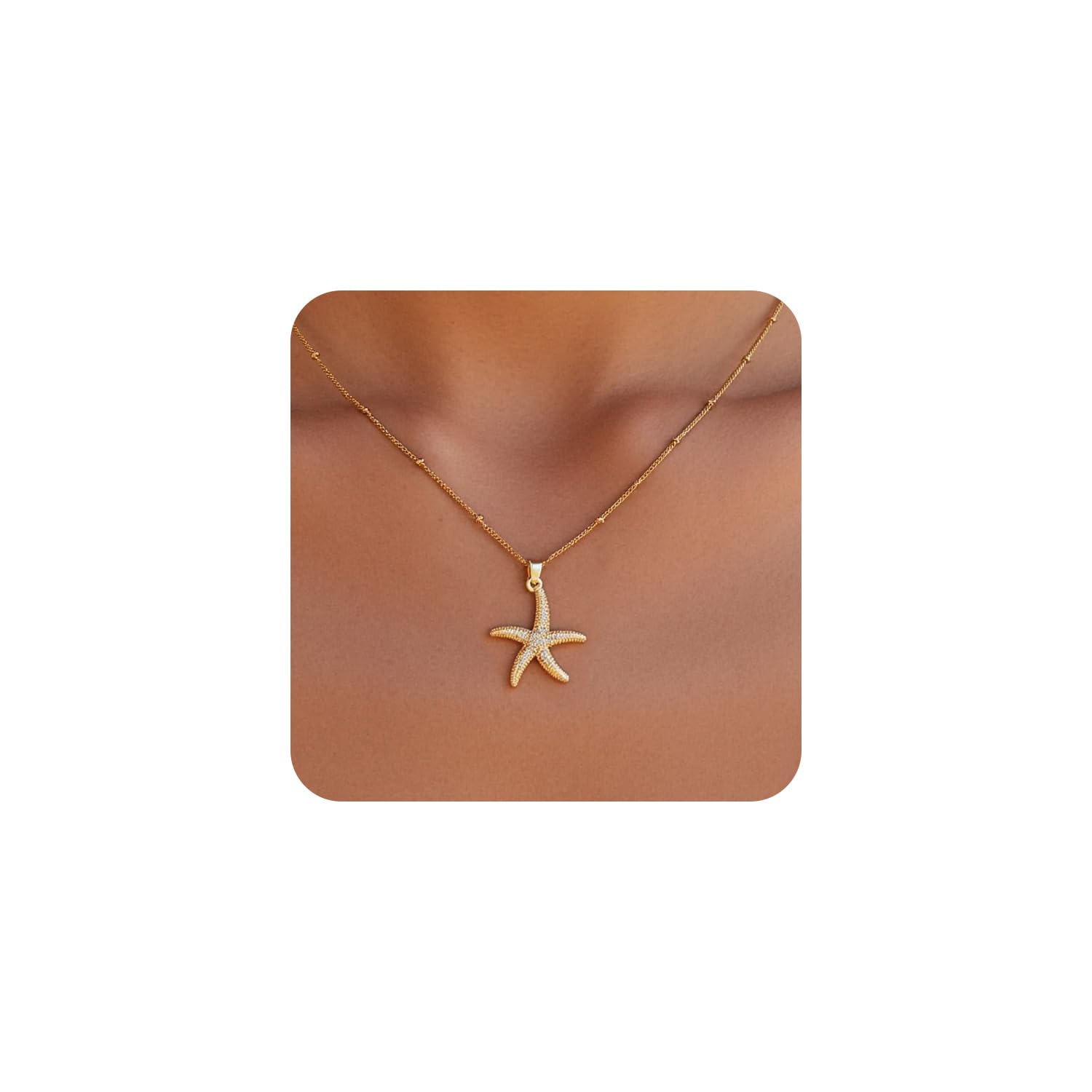 Sea Turtle Necklace for Women 14K Gold Plated Crabs Seashell Starfish Ocean Necklace Shell Pendant Necklaces for Women Jewelry Gift
