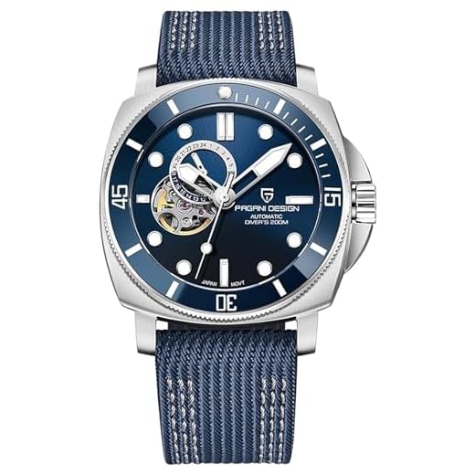 Relógio Masculino Pagani Design 1736 Automático NH39 Movimento Automático Cristal Safira Pulseira de Aço Inoxidável Resistente à Água 200 m Multifunções Cronógrafo Relógio Esportivo de Negócios,