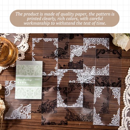 Image of HASTHIP 120 PCS Lace Scrapbook Paper Stickers - 60 Styles Vintage Scrapbooking Sticker Papers Decorative Papers Journaling Supplies for Junk Journal Crafts Scrapbook