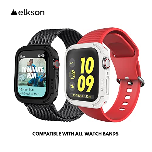 elkson アップルウォッチ カバー Apple Watch 44mm用, 頑丈なバンパー ケース Apple Watch SE iWatch Series SE3 SE2 SE 6 5 4 用 スポーツミリタリー保護ケース プロテクター 落下防止 耐衝撃 Black