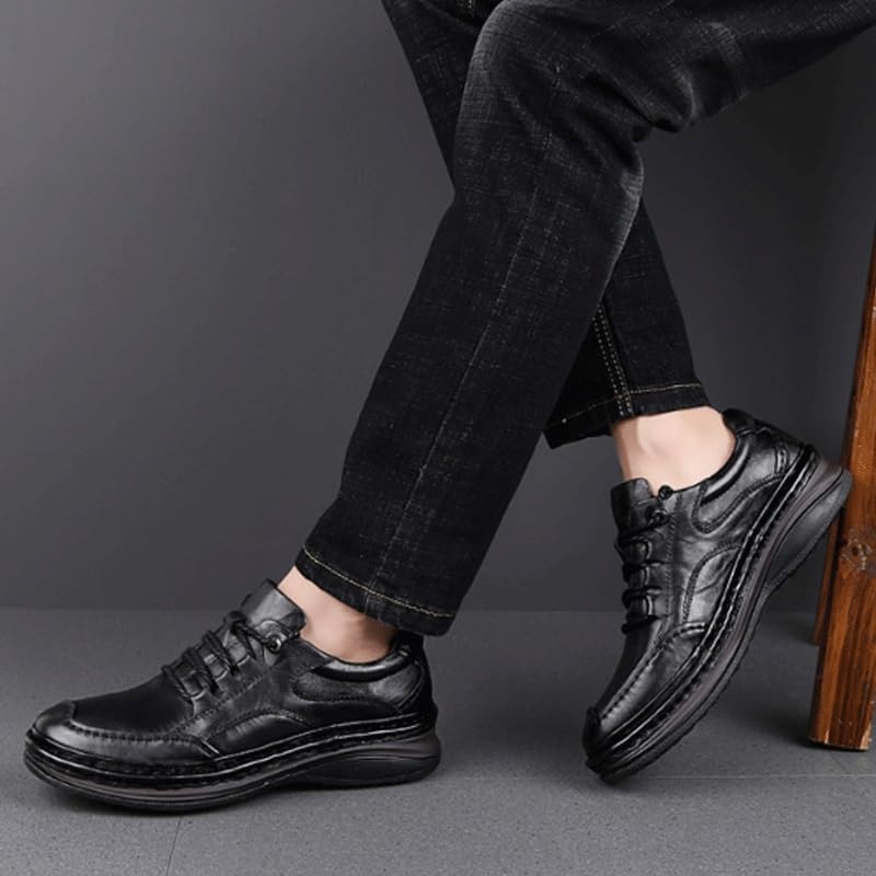 Man Brogue Business Shoes Comfort Handmade Round Toe Slip On Non-Slip Lug Sole Lace-Up Formal Derby Shoes3
