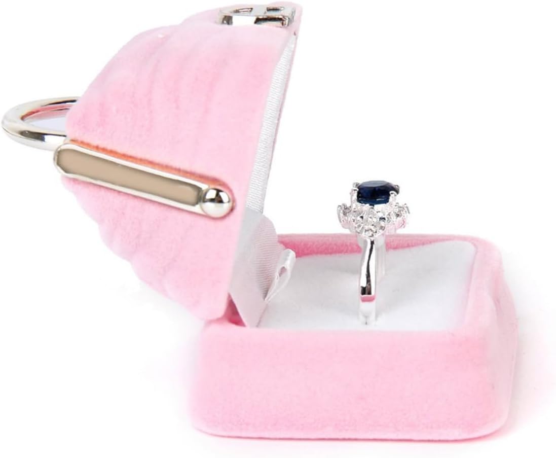 Ring Box Pink Jewelry Case for Engagement Ring Handbag Shaped image 4