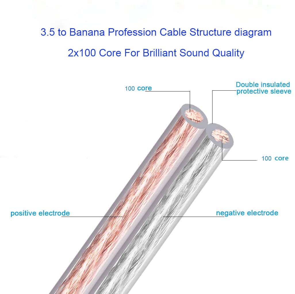 Banana Cable to 3.5 mm 6N OFC GoldPlate Banana to 3.5mm Adapter Cable