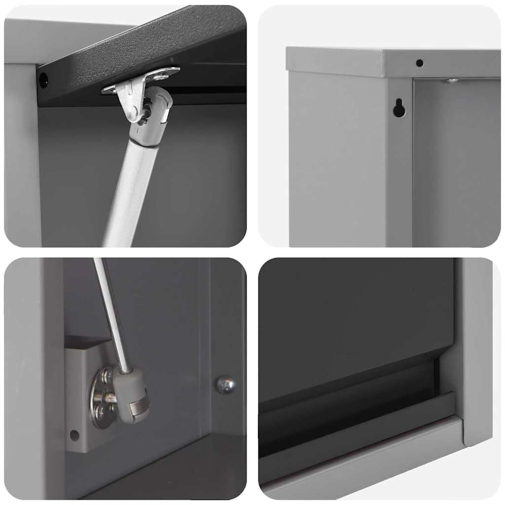 vidaXL Armoire à outils avec stockage Noir et gris 50 x 25 x 35 cm, Atelier, coffre à outils en acier rectangulaire, rangement durable, organisateur moderne pour garage