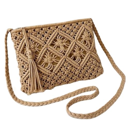 Sac de plage léger en paille tressée doté d'une bandoulière confortable pour femme