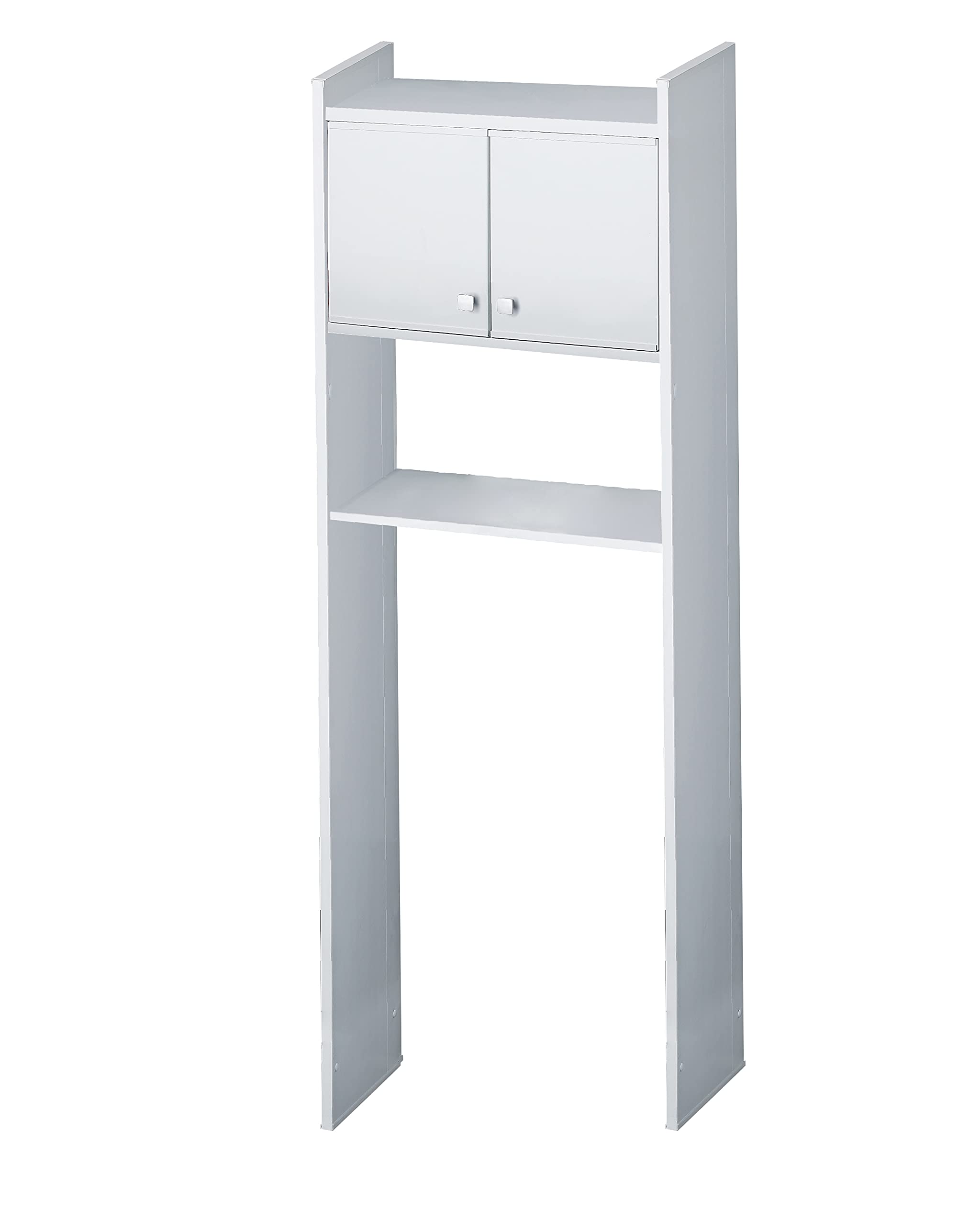 Negrari Mobile sopralavatrice salvaspazio 65x26,4x164 cm, in resina PVC (non teme l'umidità) 2 ante, Bianco