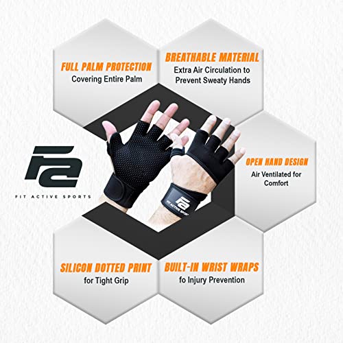 Fit Active Sports Rx2 Weight Lifting Workout Gloves With Built In Wrist Wraps (Black, Xl) #TOP6