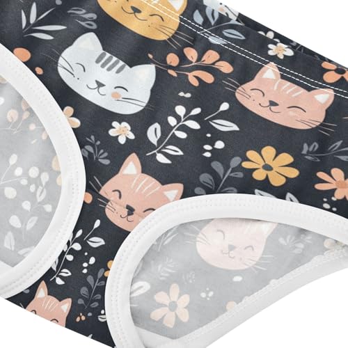 ZZKKO Cat Face Flower Girls Underwear Toddler Panties for Girls Comfort Brief Size 2-8T3