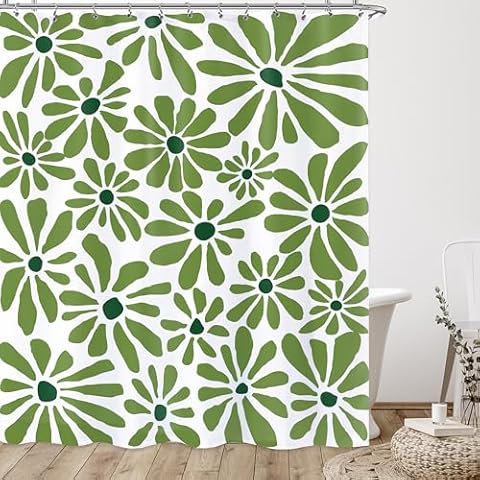 Laifzere 70s Retro Floral Shower Curtain Cover