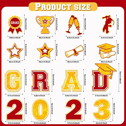 16 Pcs Graduation Party Favors 2023 Graduation Car Stickers Set Congrats Reflective Waterproof Refrigerator Stickers Grad Party Favors For School Office Laptops Locker (Blue) (Red) #TOP1