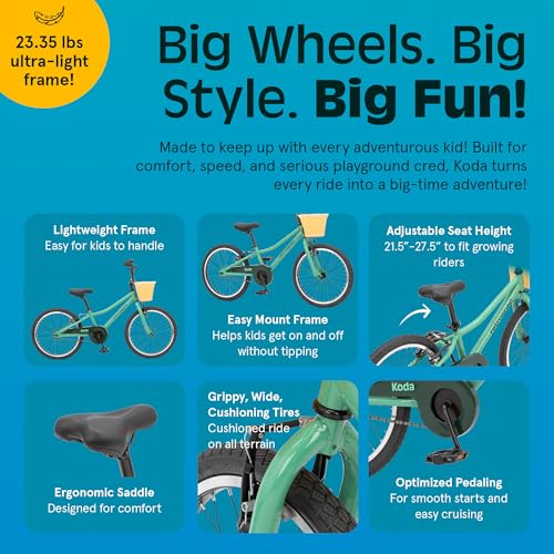 Image of Retrospec Koda Plus Kids Bike for Boys & Girls Ages 6-8 Years - Children's Bicycle, Adjustable Seat & Handlebars