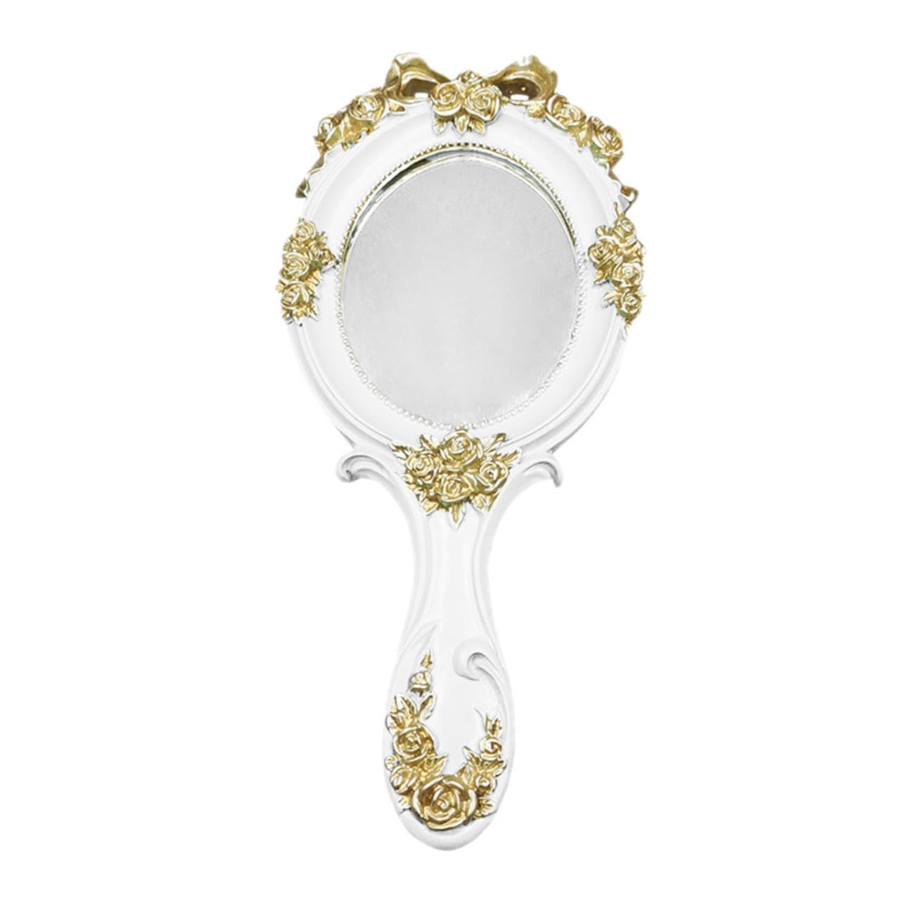 Stilvoller Handspiegel mit Ergonomischem Design und Glas für Damen | Zuhause, Leicht und Hochauflösend, Kunstharzgehäuse in Weiß, Chic Glänzende Optik
