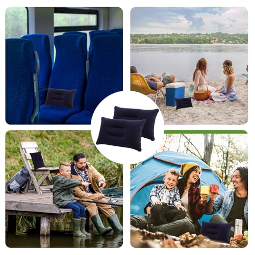 Lot de 2 petits oreillers gonflables portable, résistant à l'eau, ultra léger pour camping, voyage, plage, bronzage, pêche, voiture, avion, bureau – Image 6