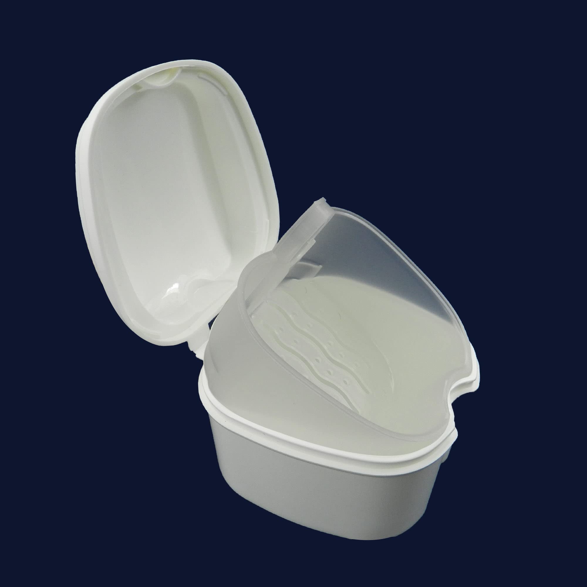 Dentosmile Denture Box in White Color - Dental Orthodontic Retainer Case | Teeth Storage Box, Denture Storage Case Fake Tooth Holder with Strainer (1) 3