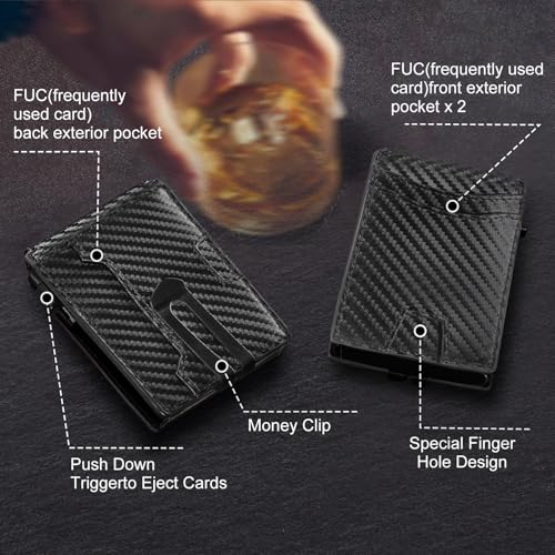 Minimalist Wallet for Men, Slim Compact Wallet with Money Clip & ID Window, RFID Blocking Smart Pop Up Card Wallet, Metal Aluminum Credit Card Holder Bifold Wallet4