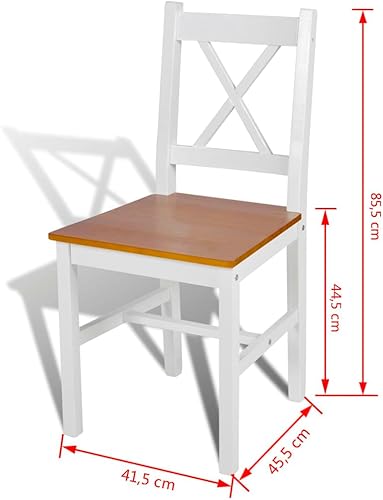 Miniatura 2 de Juego de 2 sillas de comedor modernas de madera de pino, sillas laterales con respaldo para sala de estar, comedor, cocina, color marrón