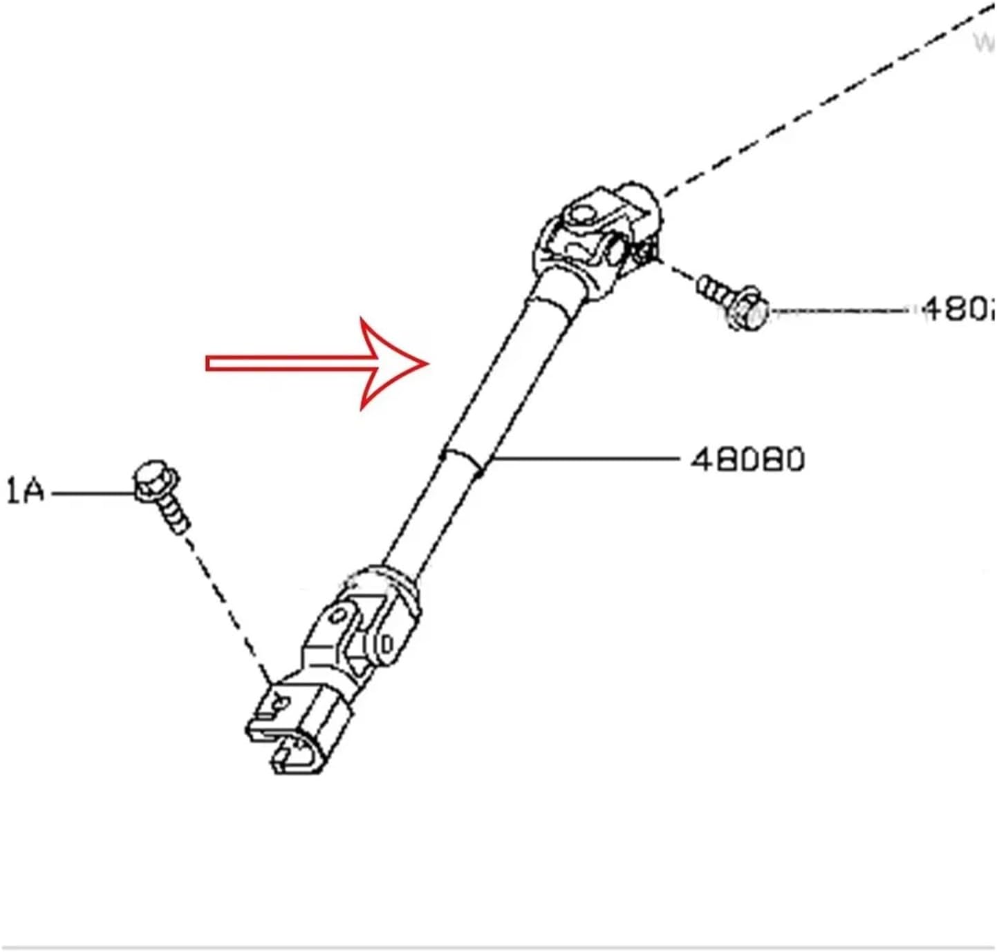 48080-ED50A 48080-EM00A Lower steering column shaft