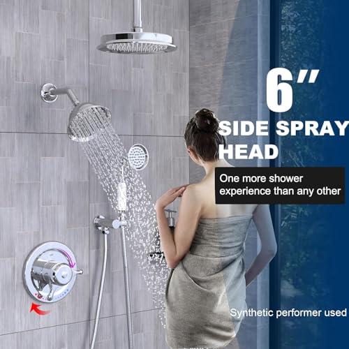Sistema de ducha Dual Rain Antique con cabeza fija y rociador manual | Revestimiento multilayer, grifería vintage, válvula de doble control con 3 funciones y control independiente de temperatura, acabado cromado miniatura 6