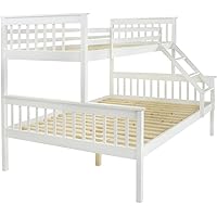 Panana Triple Sleeper Bunk Beds, Solid Wooden Bed Frame for Family, Dorm room(White, Triple Bunk Bed, Can Split to 2 Beds)