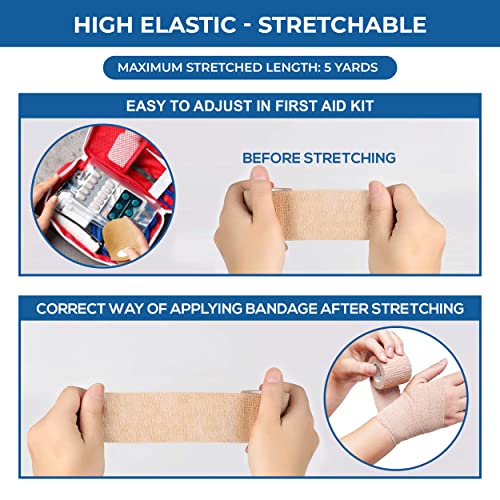 Image of Self Adhesive Bandage Wrap - Pack of 12 Assorted Colors, Breathable & Water-Resistant Vet Wrap for First Aid, Sports Injury, Body Sprains, & Pets (2 Inch Multicolor - 12 Pack)