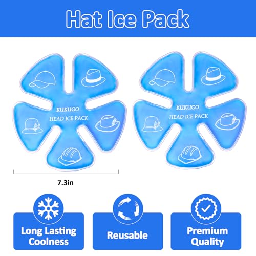 Image of Hat Ice Pack Insert - Reusable Cooling Gel Cap Liner for Baseball, Hard Hat, Construction & Outdoor Work, Cold Packs for Helmet, Head Cooling Relief for Summer Heat (2 Pack) Blue