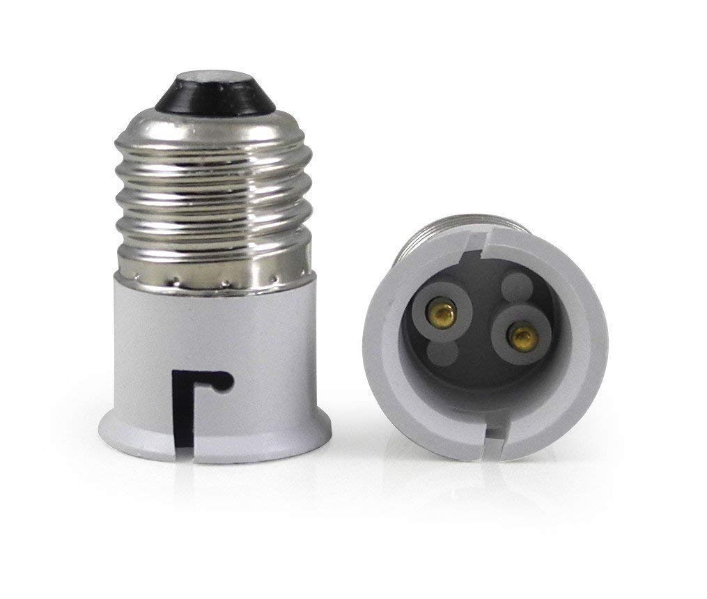MILLETS E27 to B22 Screw Base Socket Plastic Lamp Holder Light Bulb Adapter (White)-image-2