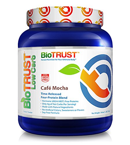 BioTrust Low Carb Natural and Delicious Protein Powder Whey and Casein Blend from Grass-Fed Hormone Free Cows, Non GMO, Soy Free, Gluten Free, Hormone and Antibiotic Free, Cafe Mocha (14 Servings) BioTrust Low Carb Natural and Delicious Protein Powder Whey and Casein Blend from Grass-Fed Hormone Free Cows, Non GMO, Soy Free, Gluten Free, Hormone and Antibiotic Free, Cafe Mocha (14 Servings)