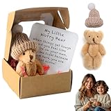 71Nmly Worry Bear Hug in a Box,A Little Pocket Bear Hug,Mini Worry Bears with Inspirational Card,Handmade Mini Plush Teddy Bears in Box,Bears Doll,Positive Gifts for Kids,Friends(1 PCS)