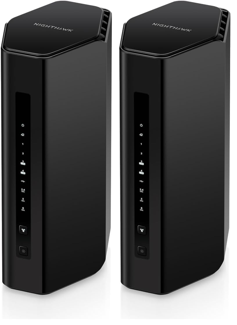 NETGEAR Nighthawk Tri-Band WiFi 7 Router (RS300)-Router Only,BE9300 Wireless Speed (up to 9.3 Gbps)-Covers up to 2,500 sq. ft.,100 Devices-Universally Compatible with ISPs-Free Expert Help (Pack of 2)