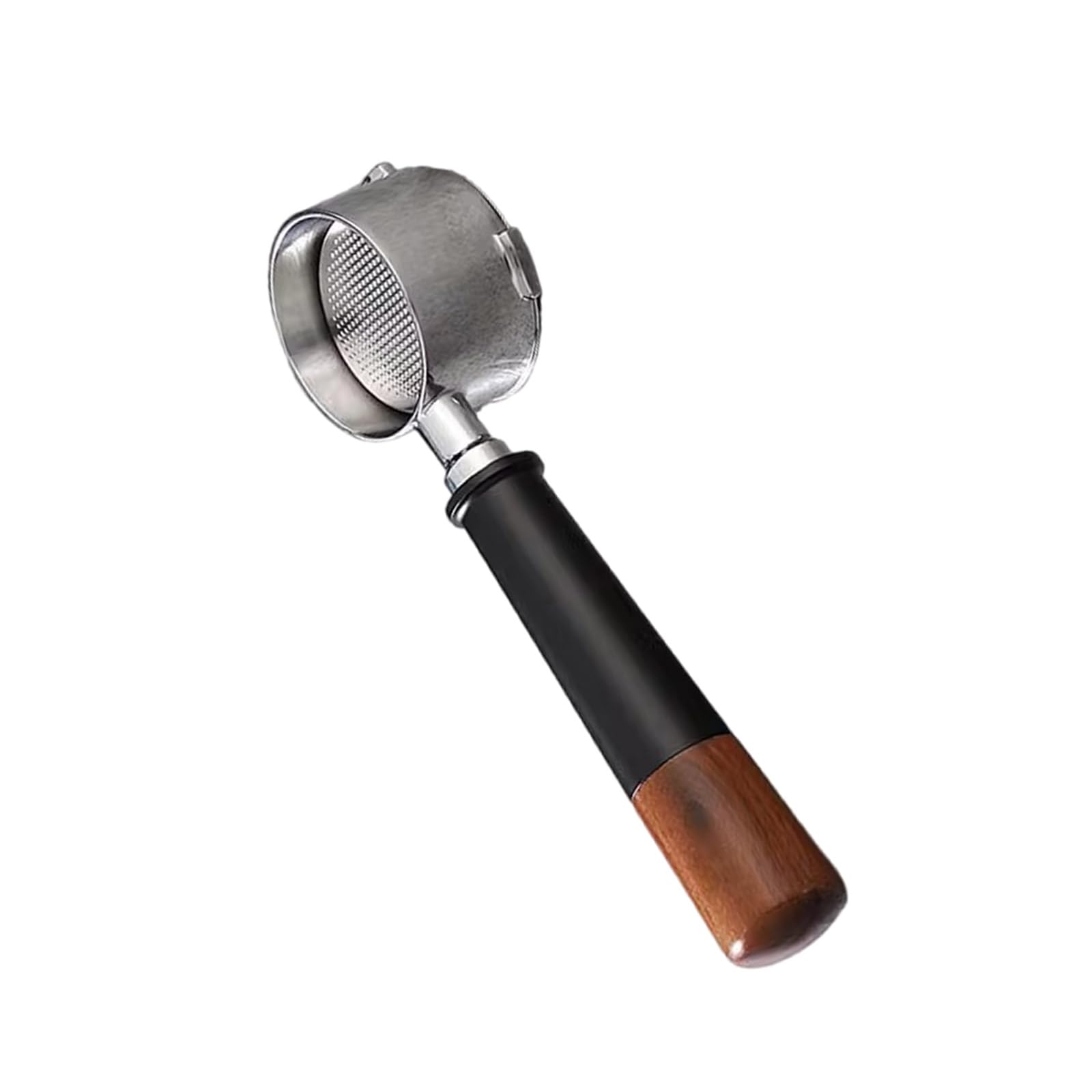 MALSSE Machine Bottomless Filter with Wood Handle Stainless Steel Espresso Maker Portafilter for Home or Commercial Use Espresso Handle