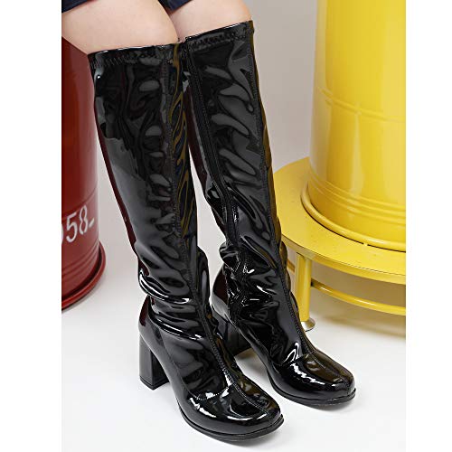 Image of JiaLuoWei GOGO Boots for Women, Knee High Boots, PU Leather Zip Ladies Party Dance Shoes
