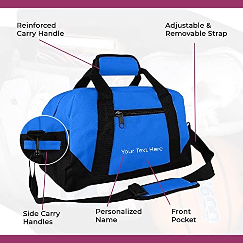 Personalized Passion Small Duffle Bag for Boys and Girls - Perfect Sized 14” Two Toned Travel Duffle - Personalized Name Sports Gym Bag for Storage - Royal Blue3