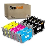 Run Star Remanufactured 69 Ink Cartridge Replacement for Epson 69 T069 use for Epson Workforce 30 610 615 1100 1300 Stylus C120 CX5000 CX6000 CX8400 CX9400Fax Printers (10-Pack, 4BK/2C/2Y/2M)