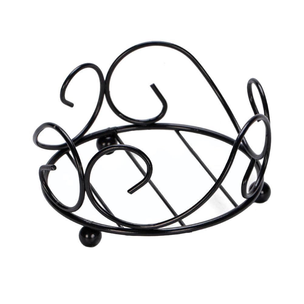 KiaoTime Vintage Coaster Holder Round, Black Iron Metal Coaster Holder Modern Industrial Sterling Wave Charm Beach House Home Bar Coaster Holder Storage Caddy
