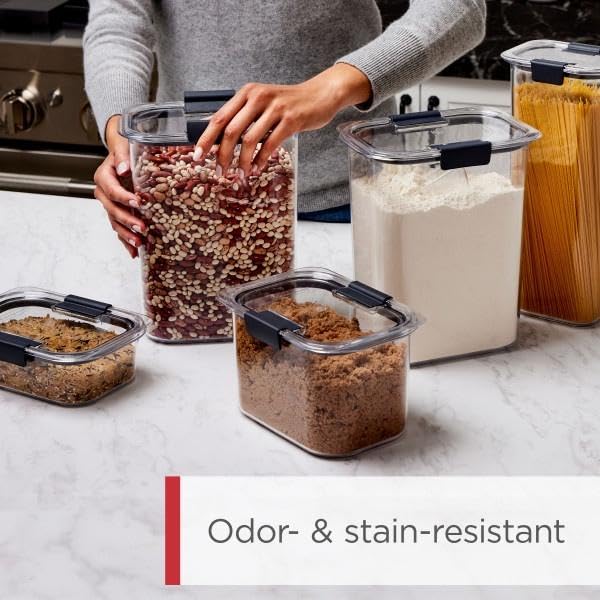 Image of Rubbermaid Brilliance Pantry, Clear and Airtight Food and Pantry Storage Containers two sets of 7 pieces (14 piece set total)