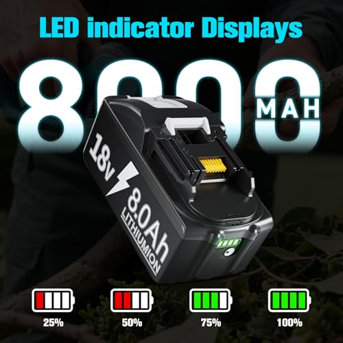 Image of Bonacell 2Pack 8.0Ah Replacement for Makita 18V Battery Compatible with Makita 18Volt Battery BL1815 BL1815N BL1820 BL1820B BL1830 BL1840 BL1840B BL1850 BL1840B