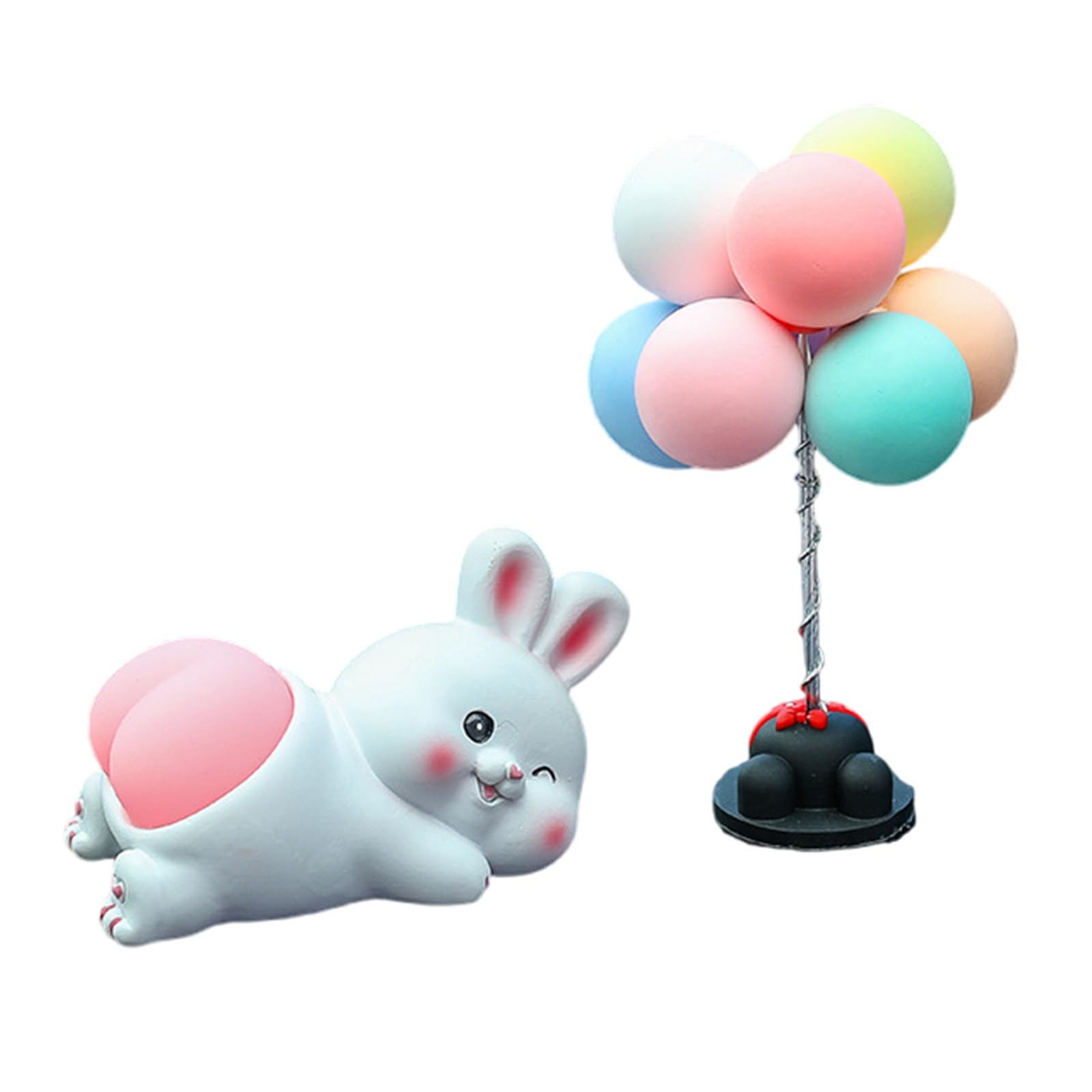 Buxuaaaa Bring Balloons Resin Animal Figurine Ornament Suitable For Car Interior Dashboard Home Decoration Desk Display Stress Relief Miniature Animal Figurines