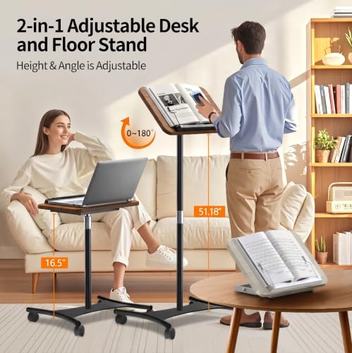 Image of 2-in-1 Floor Music Stand & Desktop Book Stand, 16.5 inch-51 inch Height Adjustable