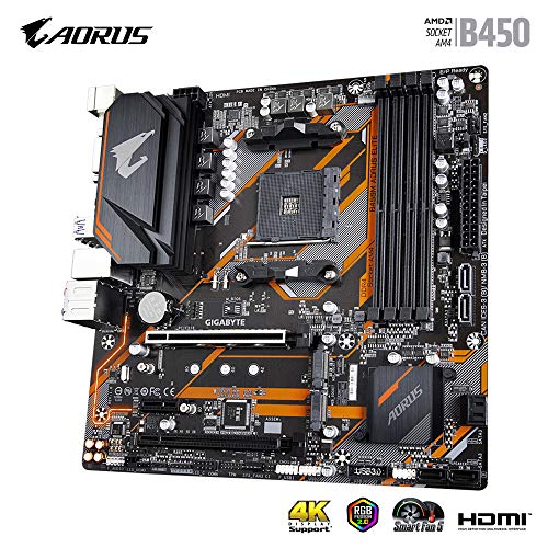 Image of GIGABYTE B450M AORUS Elite Motherboard with Hybrid Digital PWM, 4 * DDR4 DIMMs, Dual NVMe PCIe Gen3 M.2, GIGABYTE Gaming LAN.