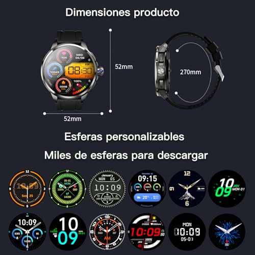YYKY Reloj Inteligente 4G LTE, 1.75" AMOLED Smartwatch 3GB+32GB con 2MP Cámara, GPS, WiFi, Podómetro, Videollamadas, Frecuencia Cardíaca, Presión Arterial, Sueño,1100 mAh Reloj Deportivo para Hombre - imagen 8