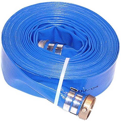JGB Enterprises A008-0326-0050 Eagle Flo Blue PVC Discharge Hose, 2" x 50', Male x Female Water Shank Couplings, 80 psi Working Pressure, -4 Degree F to 150 Degree F