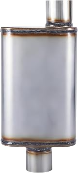 Exhaust Muffler 3" Inlet/Outlet, Universal Muffler for Cars Trucks, Stainless Steel Straight-Through Chamber Performance, 20" Overall Length