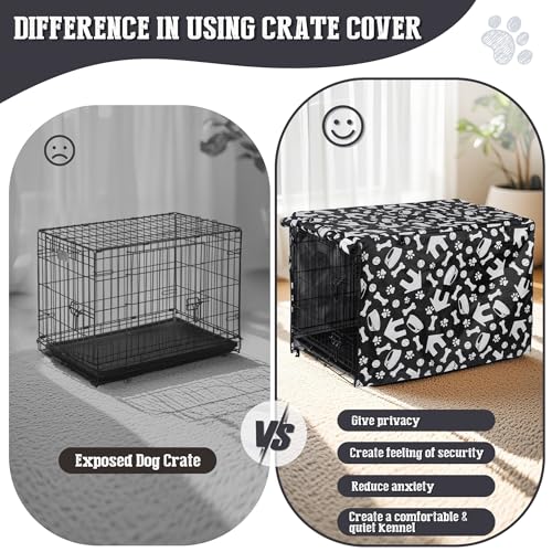 Dog Crate Cover 42 inch, Kennel Cover Fit for Dog Crate, Black/Paw - Image 5
