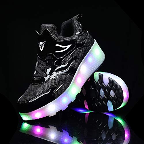 Kids USB Charging Led Light Up Shoes Outdoor Double Wheels Roller Skate Sneakers for Boys Girls4