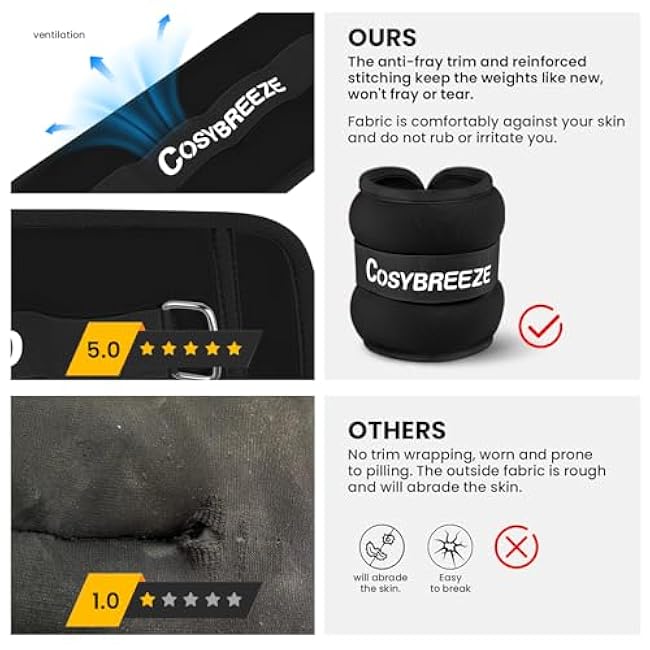 Ankle Weights 1/2/3/4/6/8/10 LB 1 Pair Wrist Leg Arm Weights for Women Men, Strength Weighted for Walking, Running, Jogging, Fitness, Gym Workout