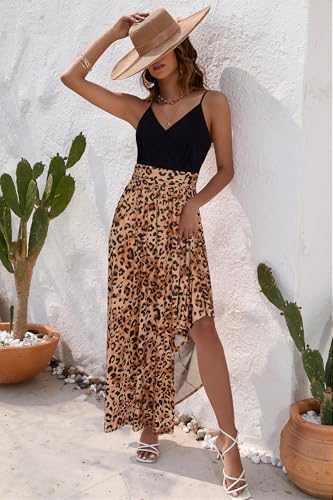 Image of Newshows Women's 2026 Lightweight Summer Wedding Guest Beach Vacation Casual V Neck Split Flowy Maxi Dress